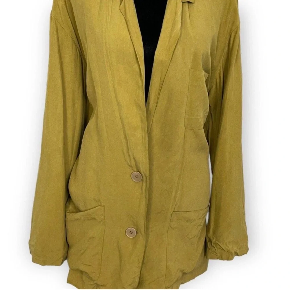 Tweeds‎ chartreuse green silk Blazer Jacket size Large